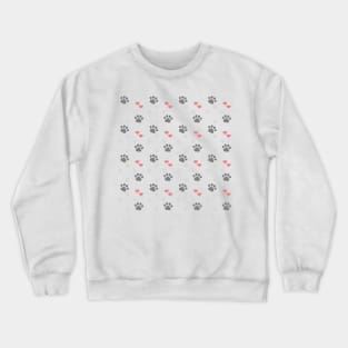 Paw prints and coral red heart pattern Crewneck Sweatshirt